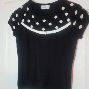 Topshop Black and White Polka Dot Sweater Size M